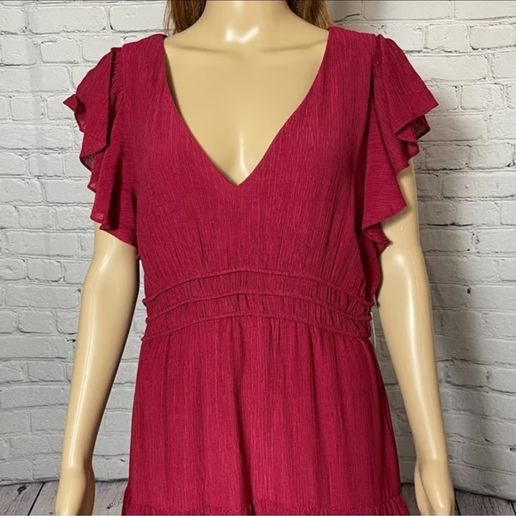 Taylor Burgundy V-Neck Textured Dress - Picture 5 of 15